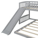 Twin Over Twin Classic Bunk Bed With Slide And Ladder - Gray