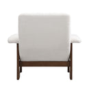 Modern Accent Chair With Ottoman, Mid Century Lounge Chair With Footrest, Comfy Fabric Armchair Upholstered Set With Solid Wood Frame For Living Room - White