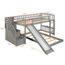 Stairway Twin over Twin Bunk Bed with Two Drawers and Slide, Gray(OLD SKU :LP000156AAE)
