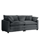 Modern 2 Seater With 4 Pillows, Upholstered Deep Seating Loveseat