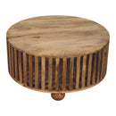 Slatted Round Coffee Table - Beige