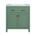 Bathroom Vanity With Ceramic Sink, Modern Single Bathroom Cabinet With 2 Doors And A Shelf, Soft Close Doors