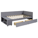 L Shaped Upholstered Platform Bed With Storage And Drawers
