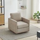 Modern Square Upholstered Swivel Accent Chair With Metal Base