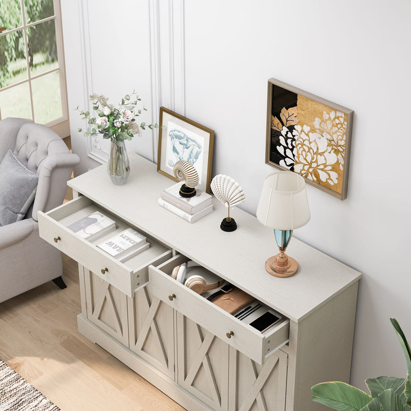 Vintage Sideboard With 2 Drawers And Four Doors For Living Room
