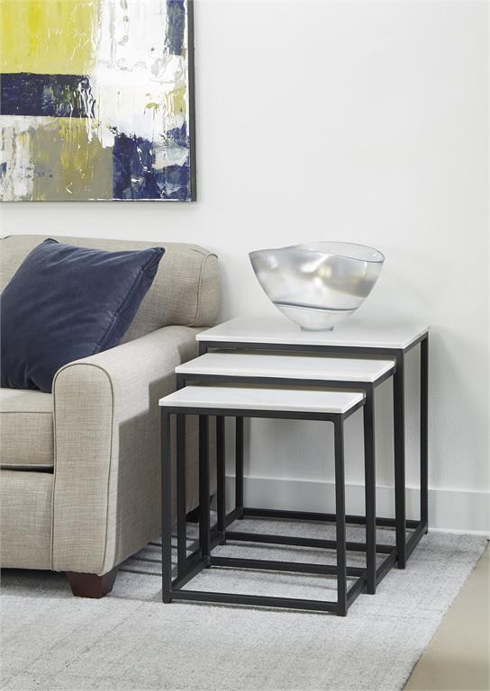 Cosgrove Square White Marble 3 pc Nesting Tables