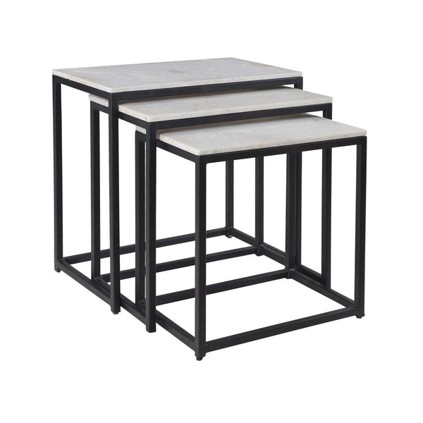 Cosgrove Square White Marble 3 pc Nesting Tables