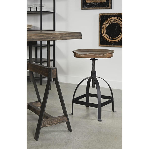 Booker Solid Mango Wood and Iron Adjustable Stool