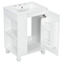 Classic Retro Bathroom Vanity With Sink, Door Shelf, Side Open Storage Frame