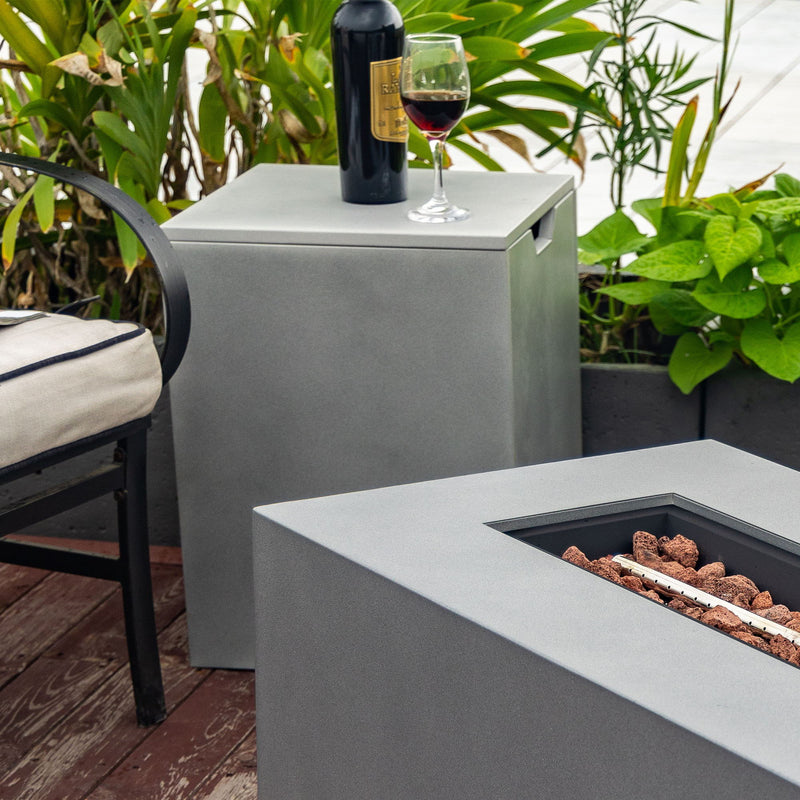 42" Propane Gas Fire Pit Table, 50000 Btu Rectangular Steel Fire Pit With Glass Wind Guard For Outside Patio Deck Garden Courtyard - Gray