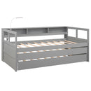 Daybed With 2 Trundles, 3 Storage Cubbies, Built In USB Charging Light