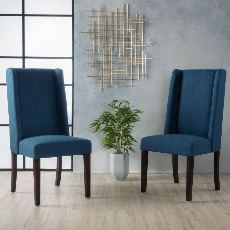 High Back Dining Chair With Wingback Design (Set of 2)