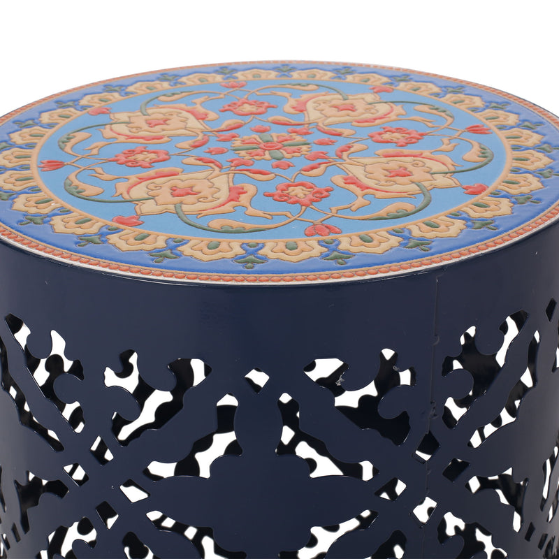 Airy - Outdoor Side Table With Lace Cut Design And Metal Frame