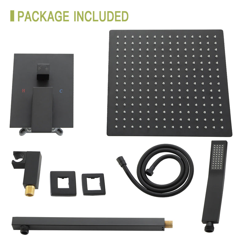 10" Square Dual Shower Head System Wall Mounted With Rough In Valve Modern Bathroom Fixture