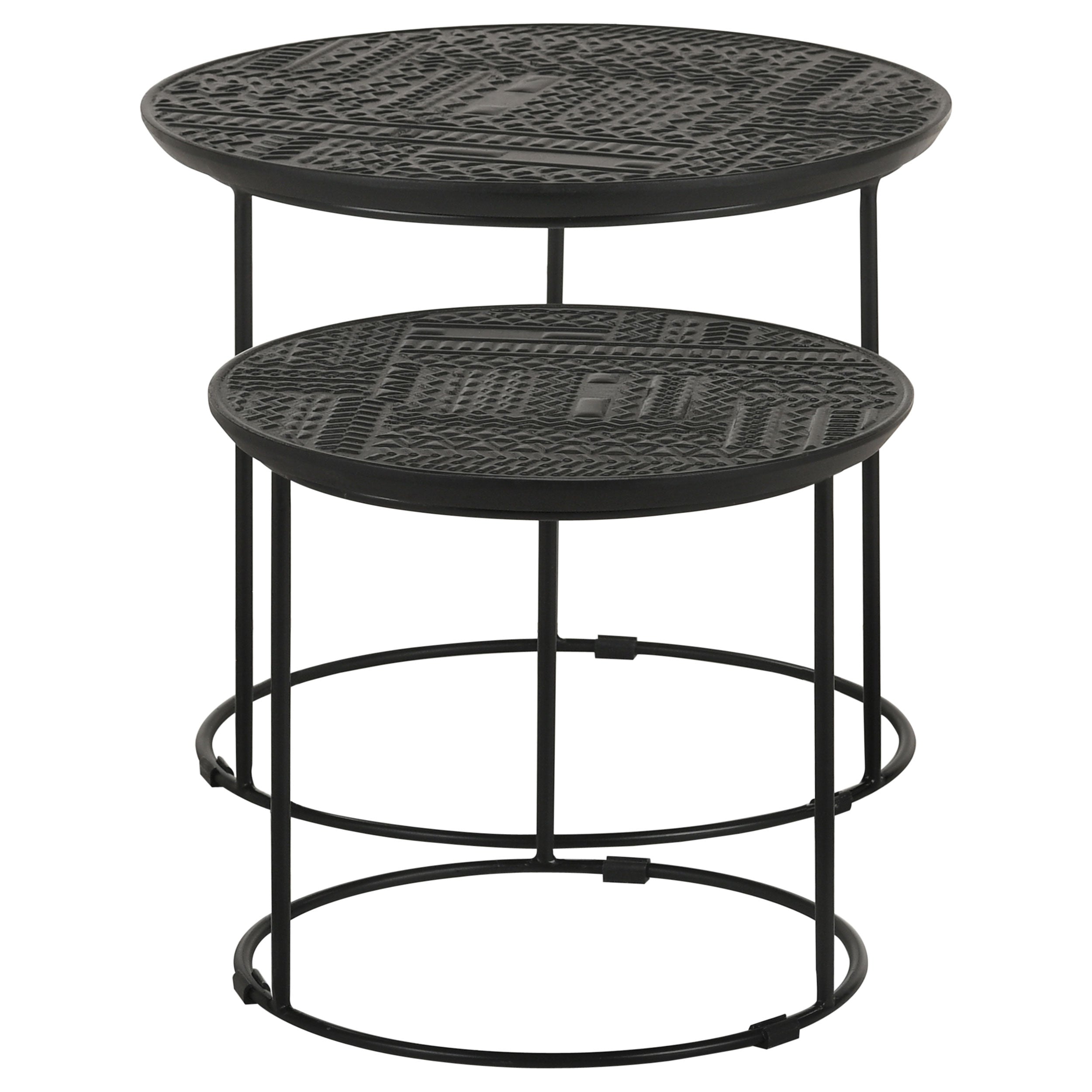 Loannis 2-piece Round Mango Wood Nesting Table Matte Black — view 4