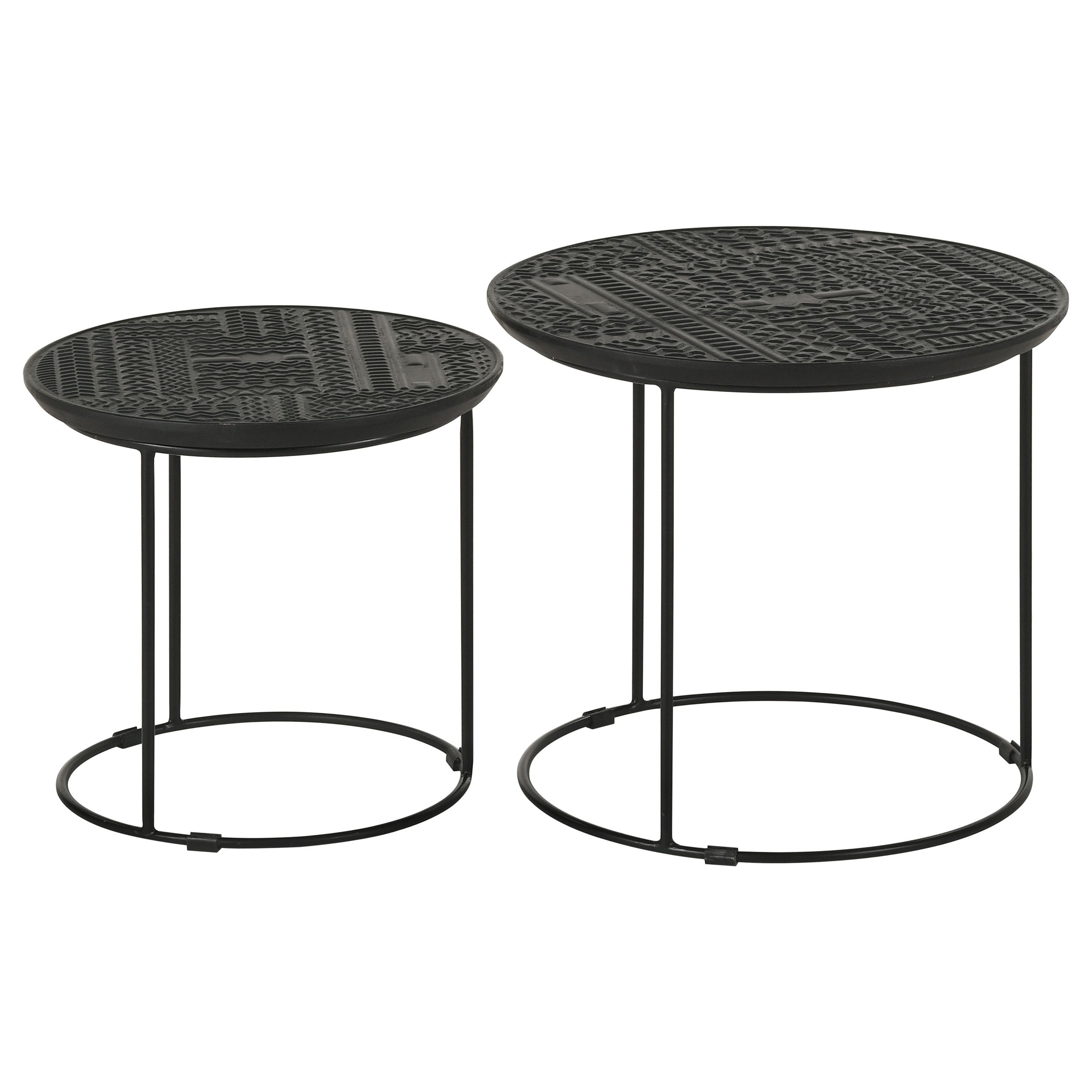 Loannis 2-piece Round Mango Wood Nesting Table Matte Black — view 5