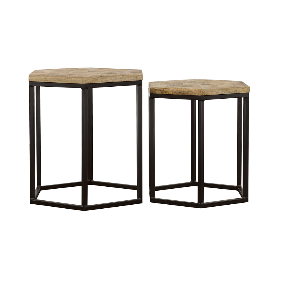 Adger 2-piece Hexagonal Nesting Tables Natural and Black — view 5