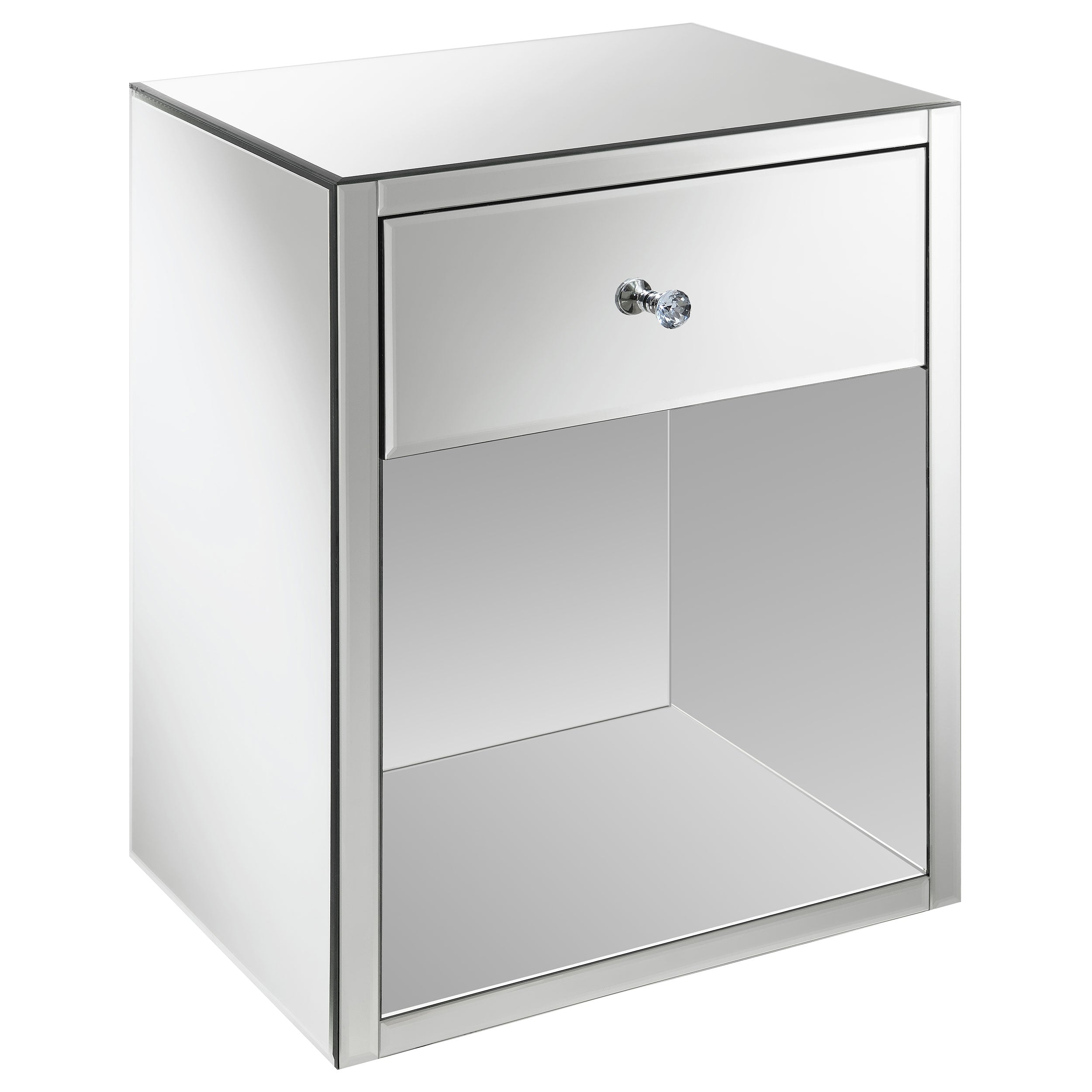 Coquette 1-drawer Mirrored Accent Side Table Silver — view 1