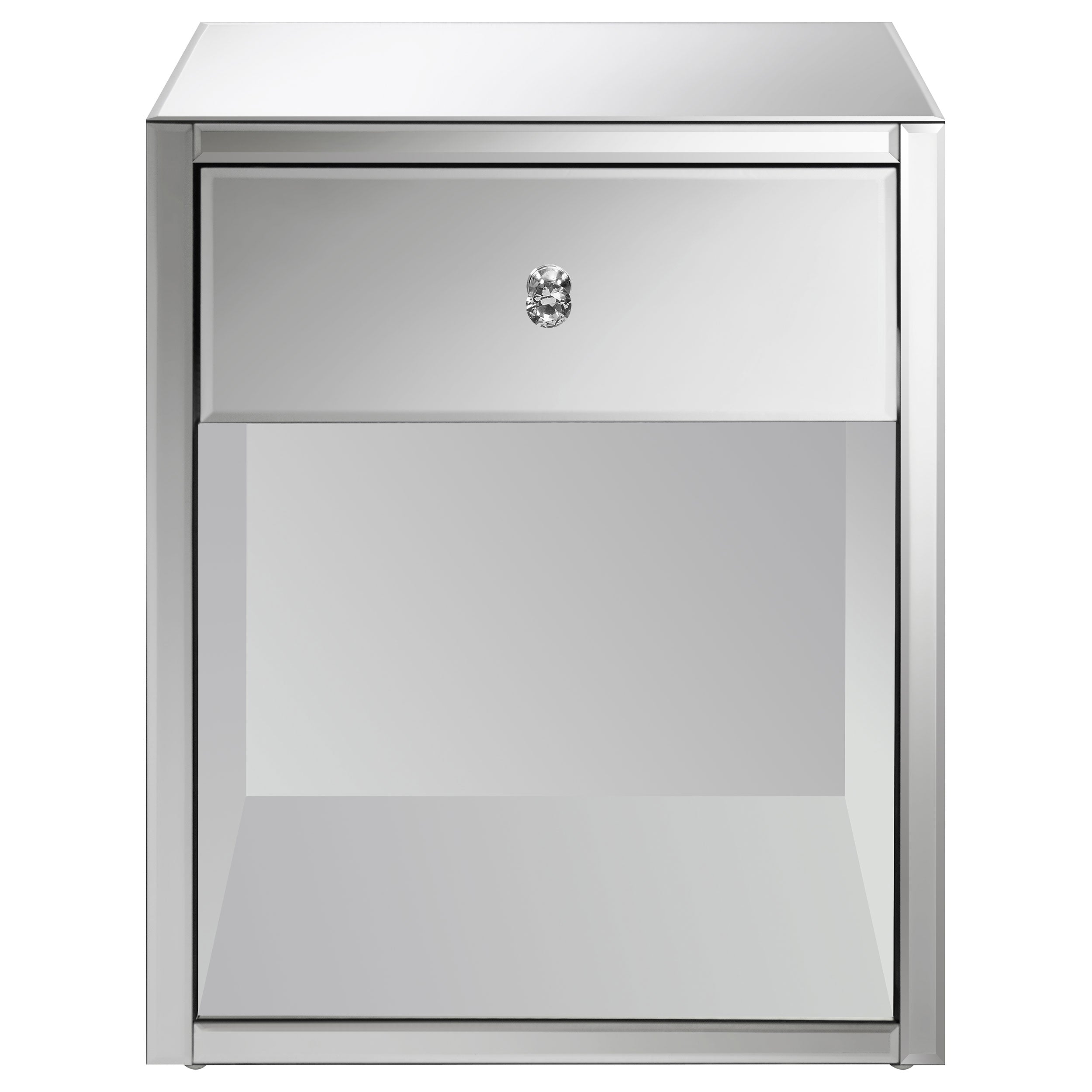 Coquette 1-drawer Mirrored Accent Side Table Silver — view 3