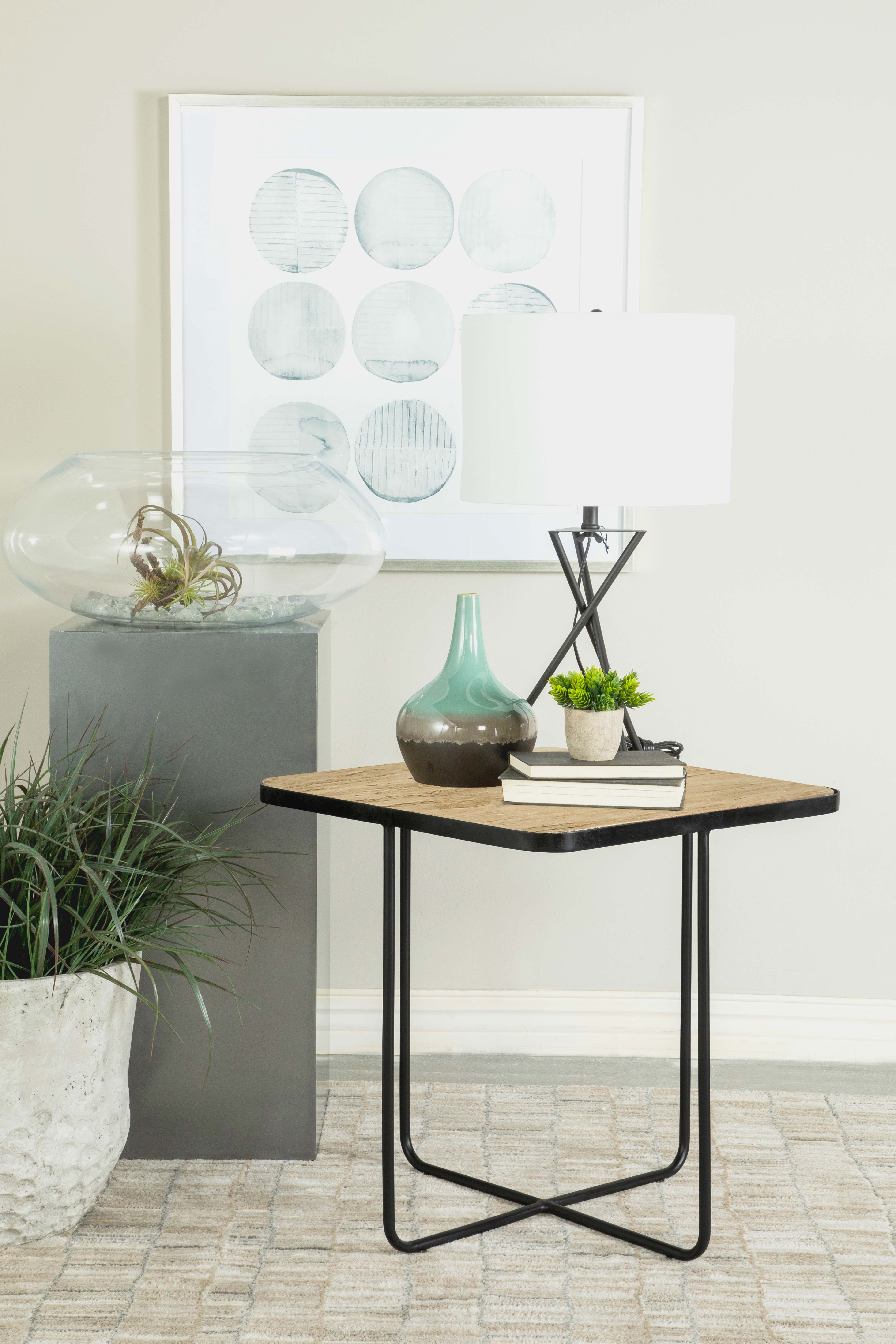 Elyna Square Stone Top Accent Side Table Beige — view 2