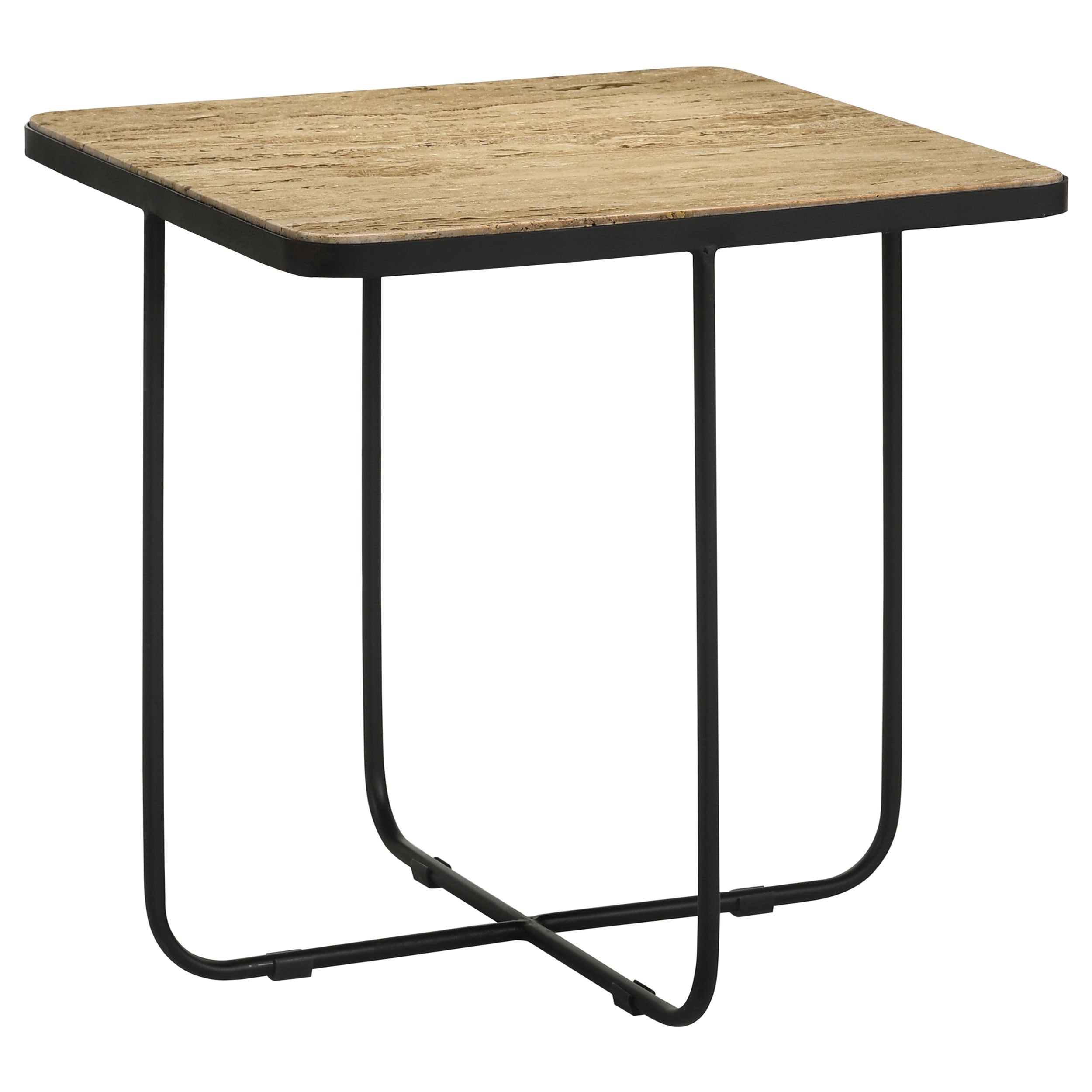Elyna Square Stone Top Accent Side Table Beige — view 1