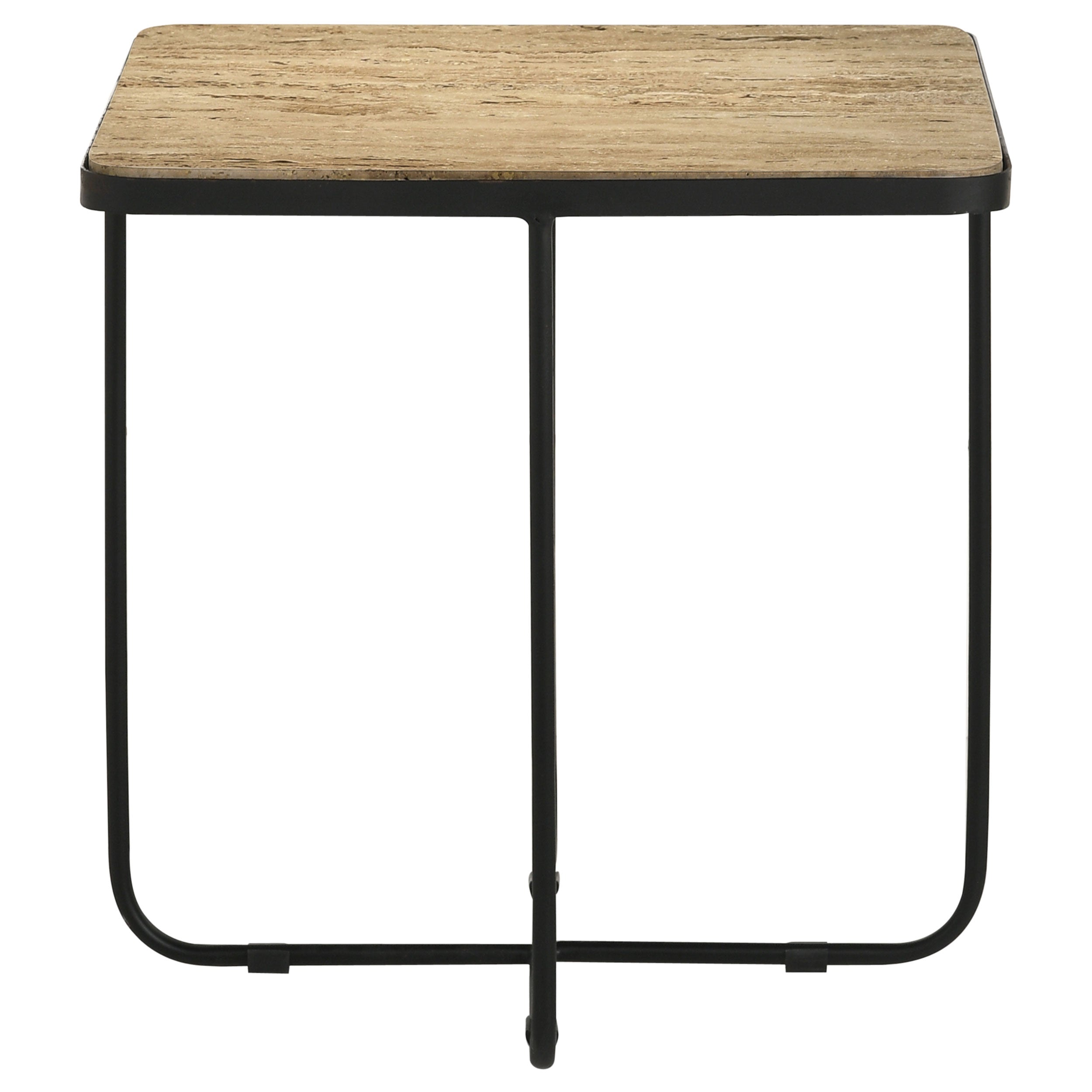 Elyna Square Stone Top Accent Side Table Beige — view 3