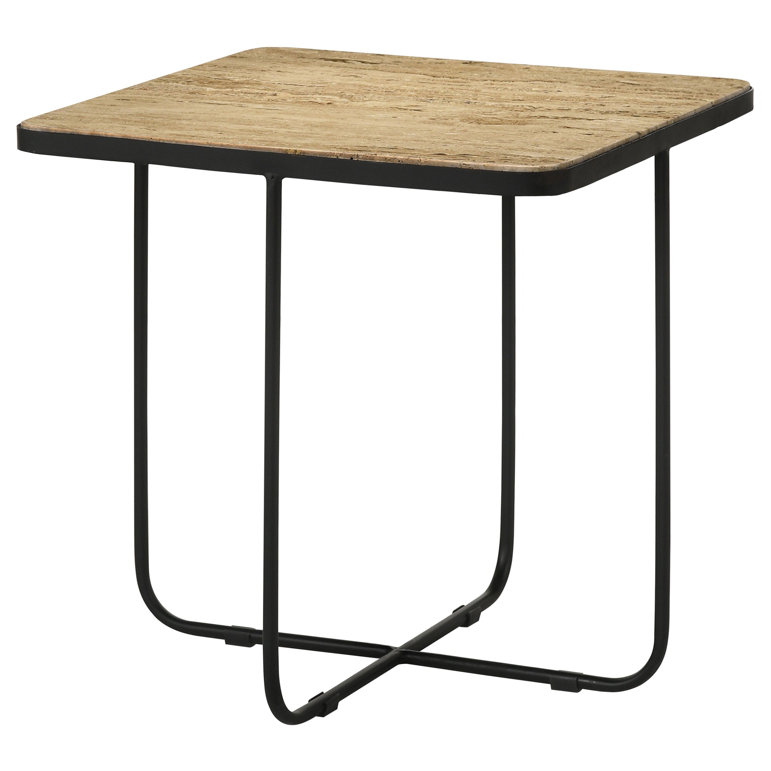 Elyna Square Stone Top Accent Side Table Beige — view 4