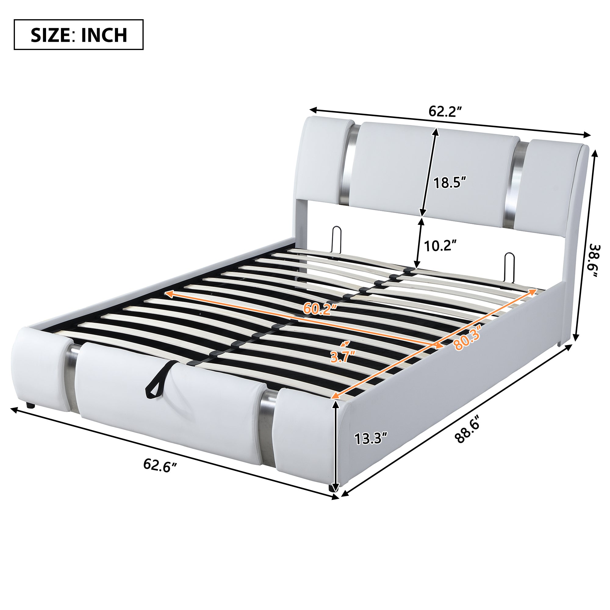Queen Size Upholstered Faux Leather Platform bed with a Hydraulic Storage System, White - Atlantic Fine Furniture Melbourne FL
