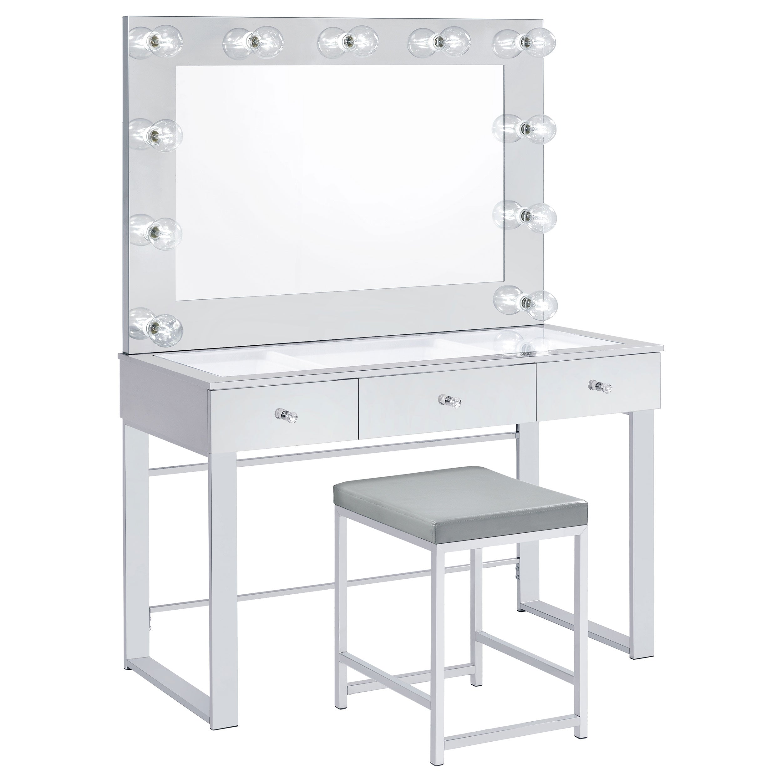 Umbridge Upholstered Square Padded Cushion Vanity Stool — view 4