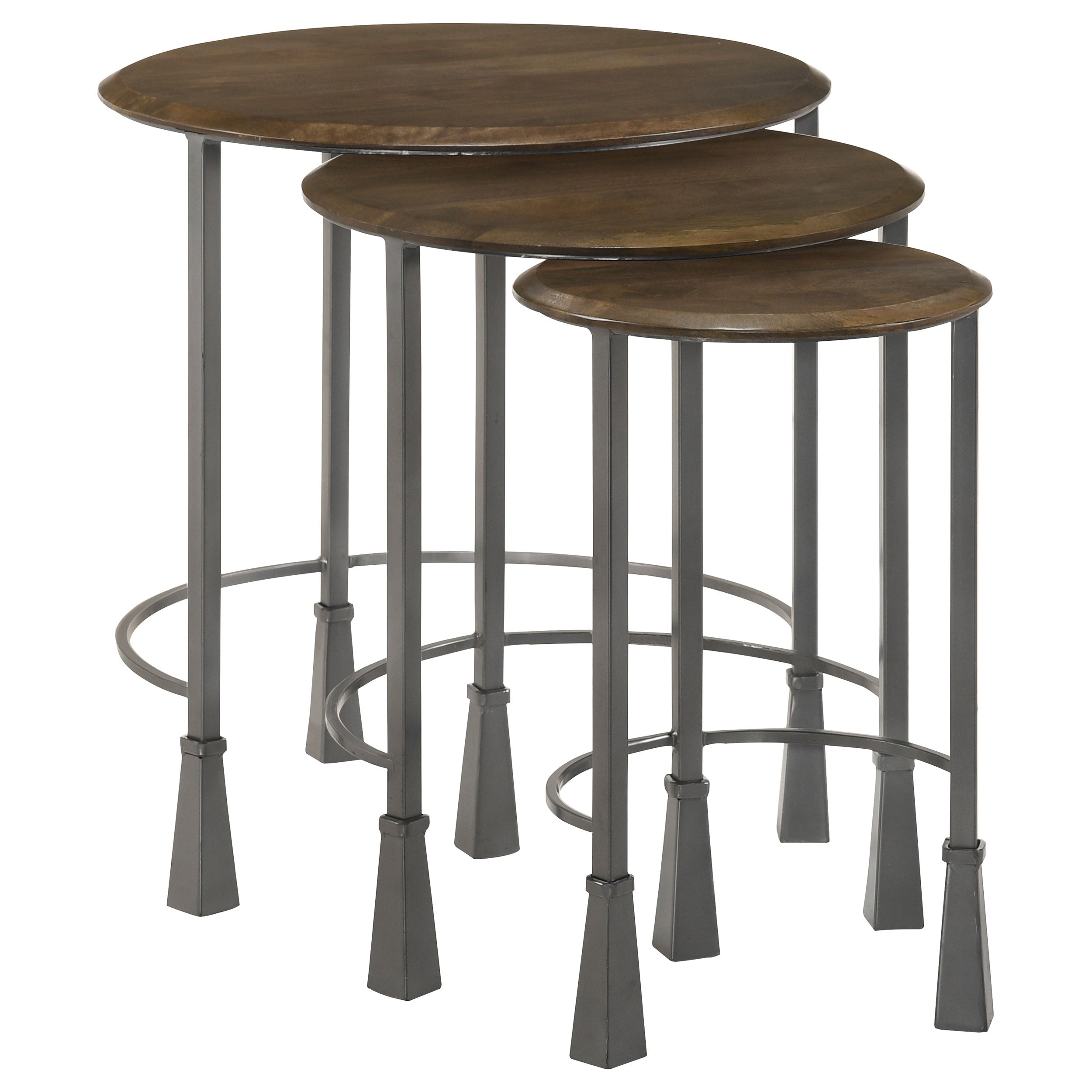 Deja 3-piece Round Nesting Table Set Natural and Gunmetal — view 1
