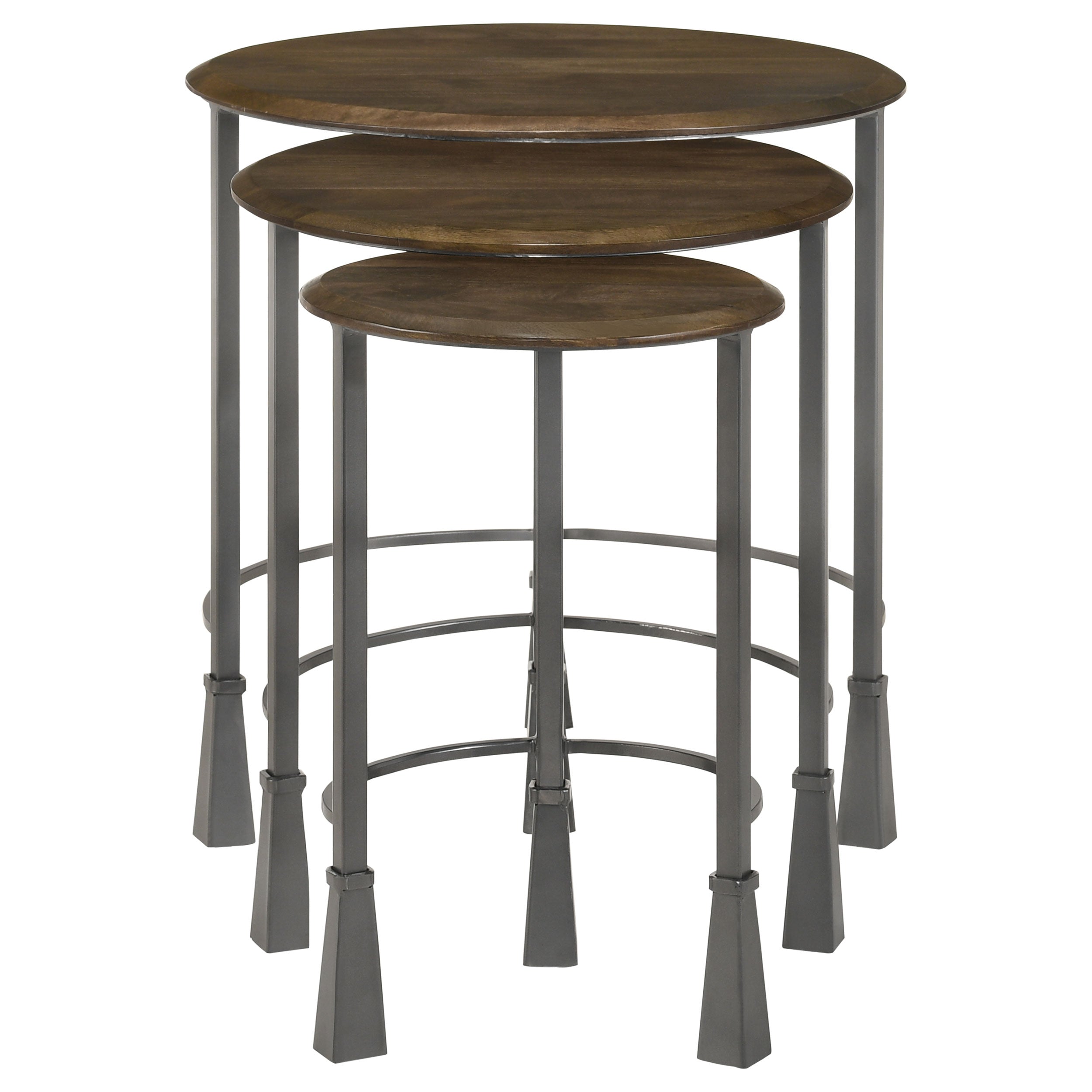 Deja 3-piece Round Nesting Table Set Natural and Gunmetal — view 4