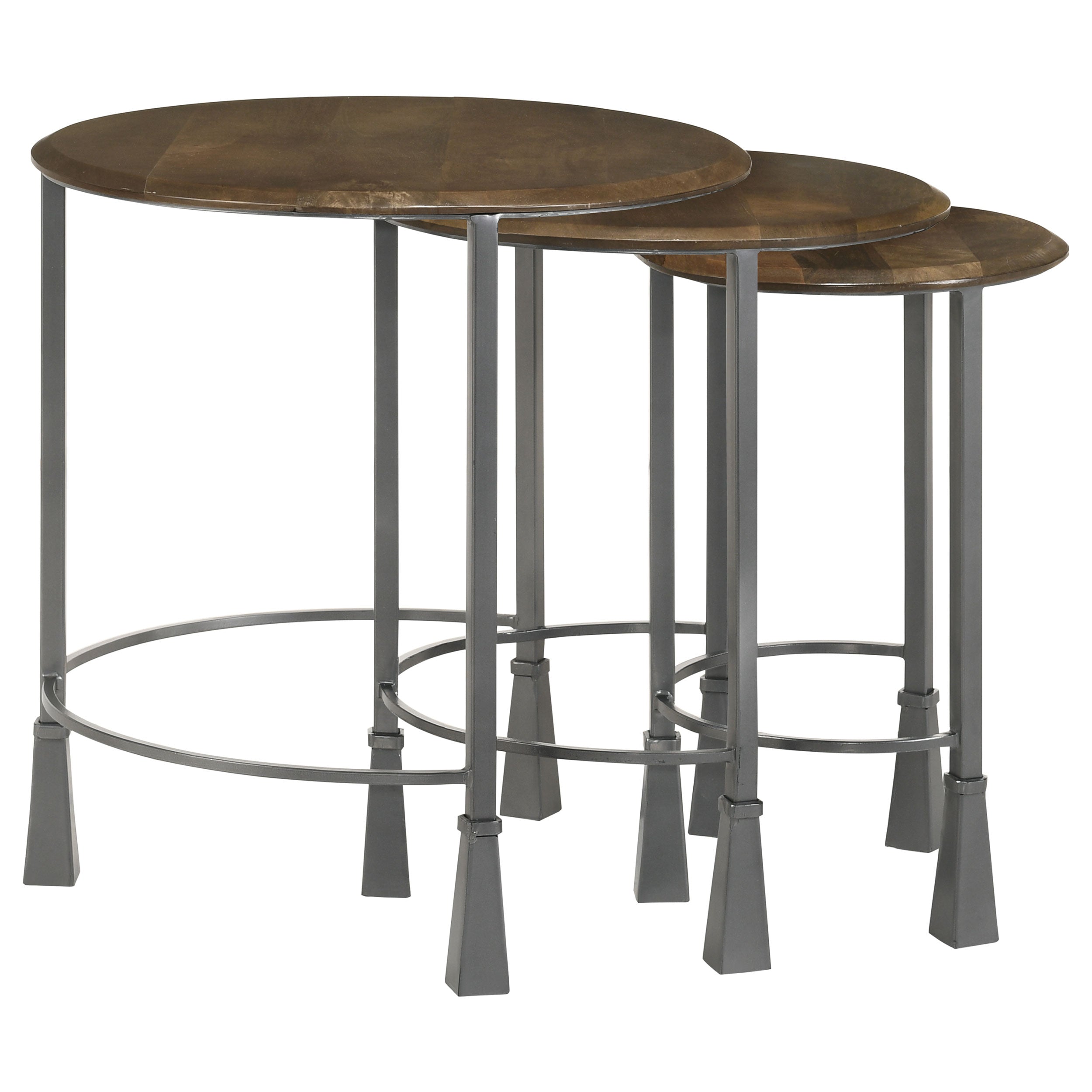 Deja 3-piece Round Nesting Table Set Natural and Gunmetal — view 6