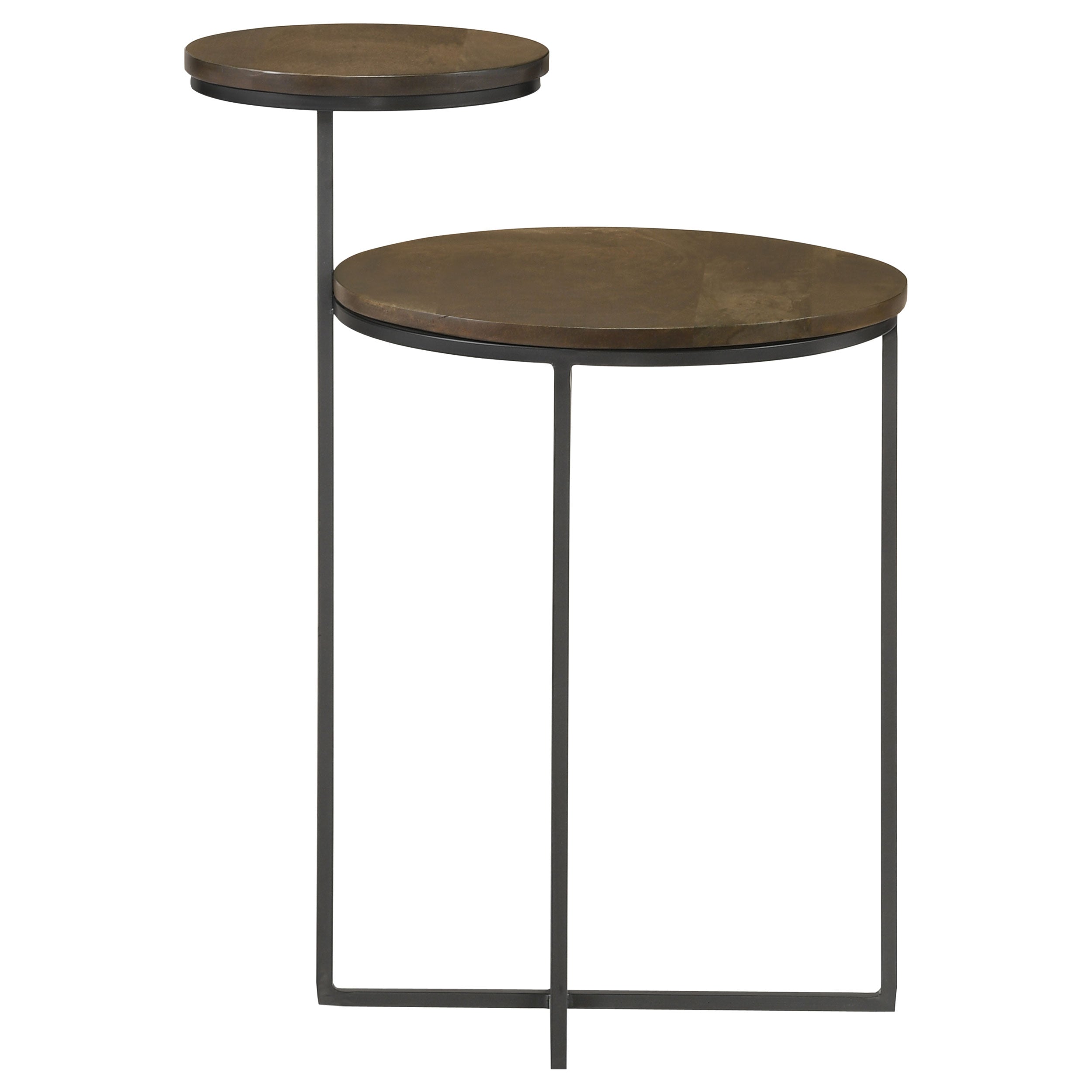 Yael Round Mango Wood Accent Side Table Natural and Gunmetal — view 4