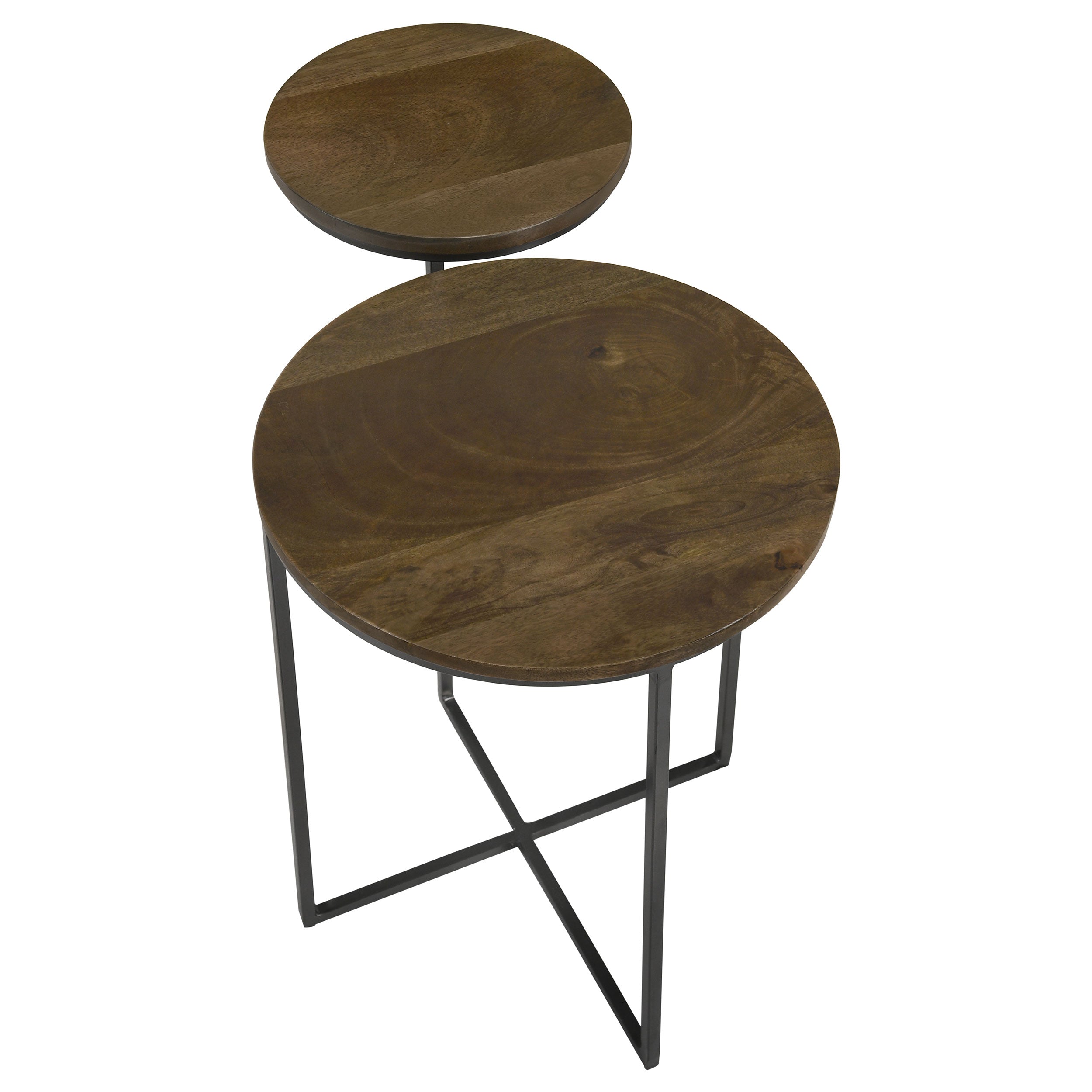Yael Round Mango Wood Accent Side Table Natural and Gunmetal — view 5