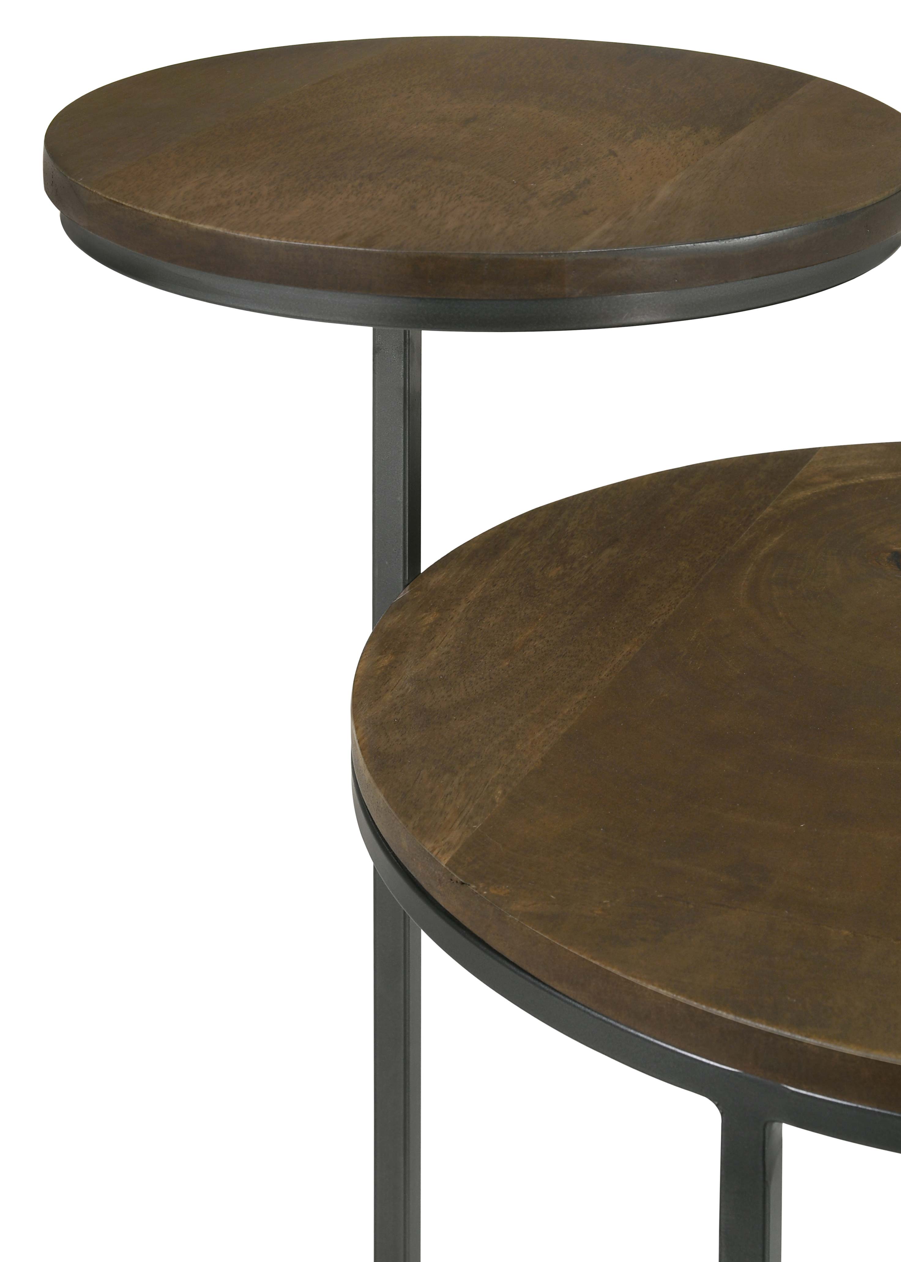 Yael Round Mango Wood Accent Side Table Natural and Gunmetal — view 6