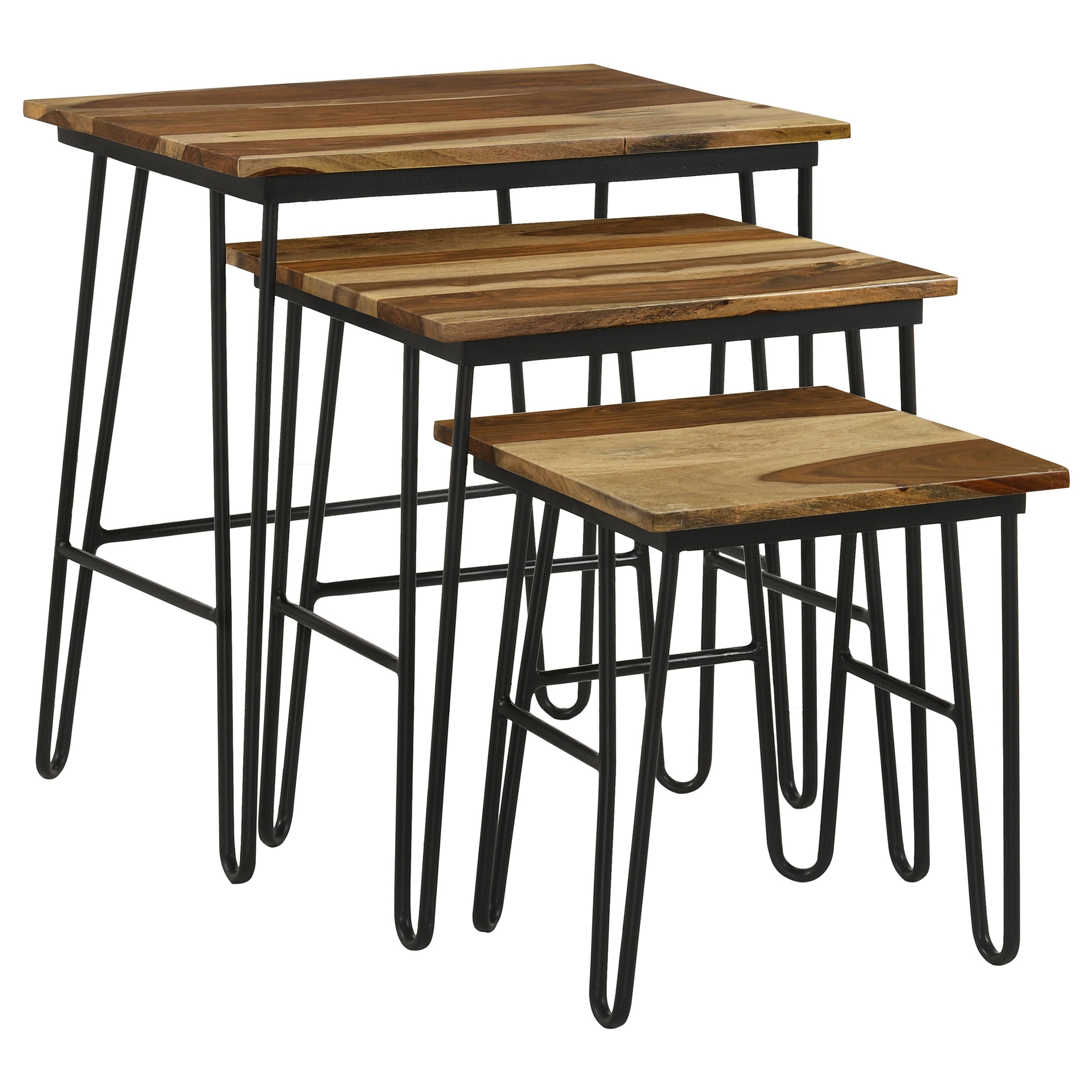 Nayeli 3-piece Solid Sheesham Wood Nesting Tables Natural — view 1