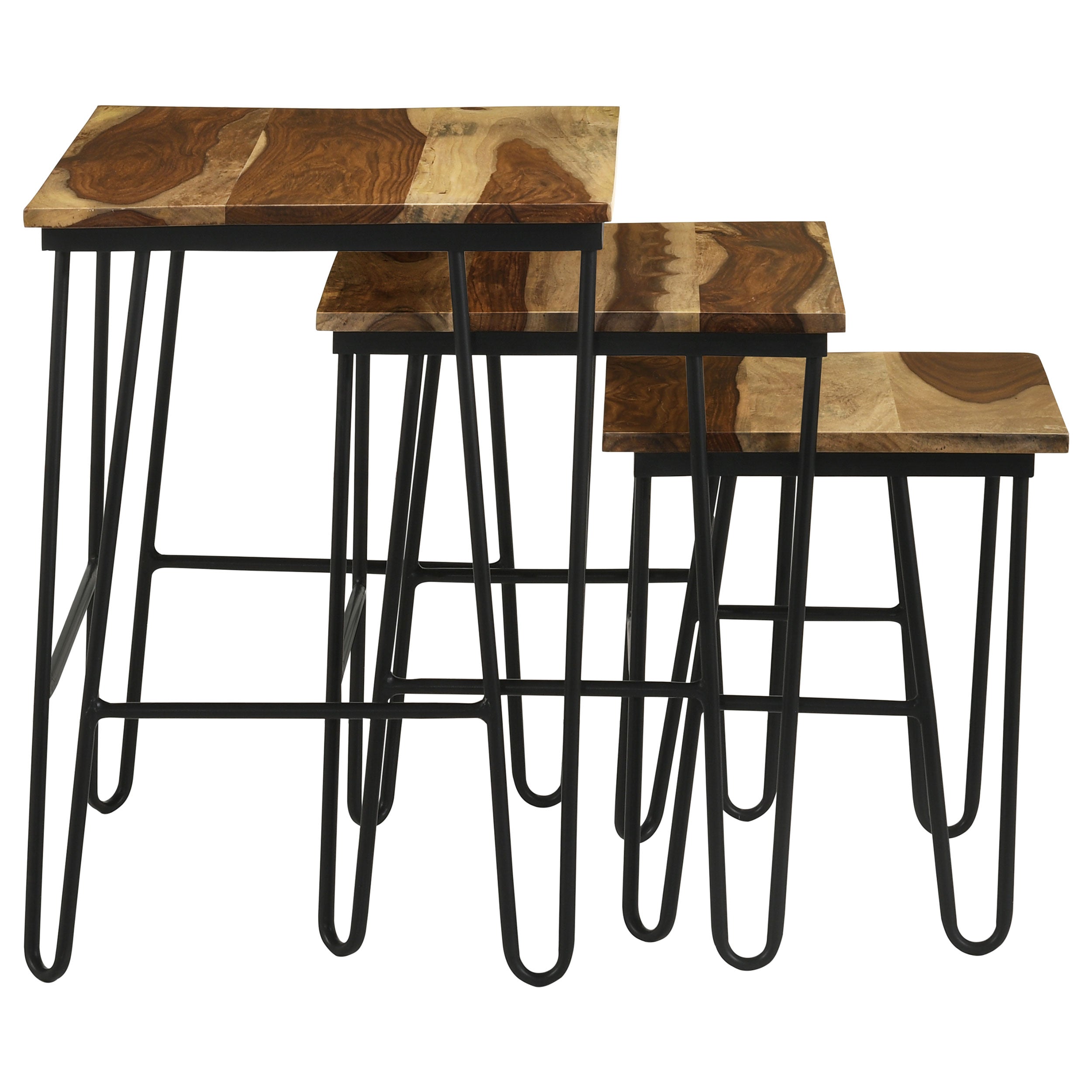 Nayeli 3-piece Solid Sheesham Wood Nesting Tables Natural — view 8