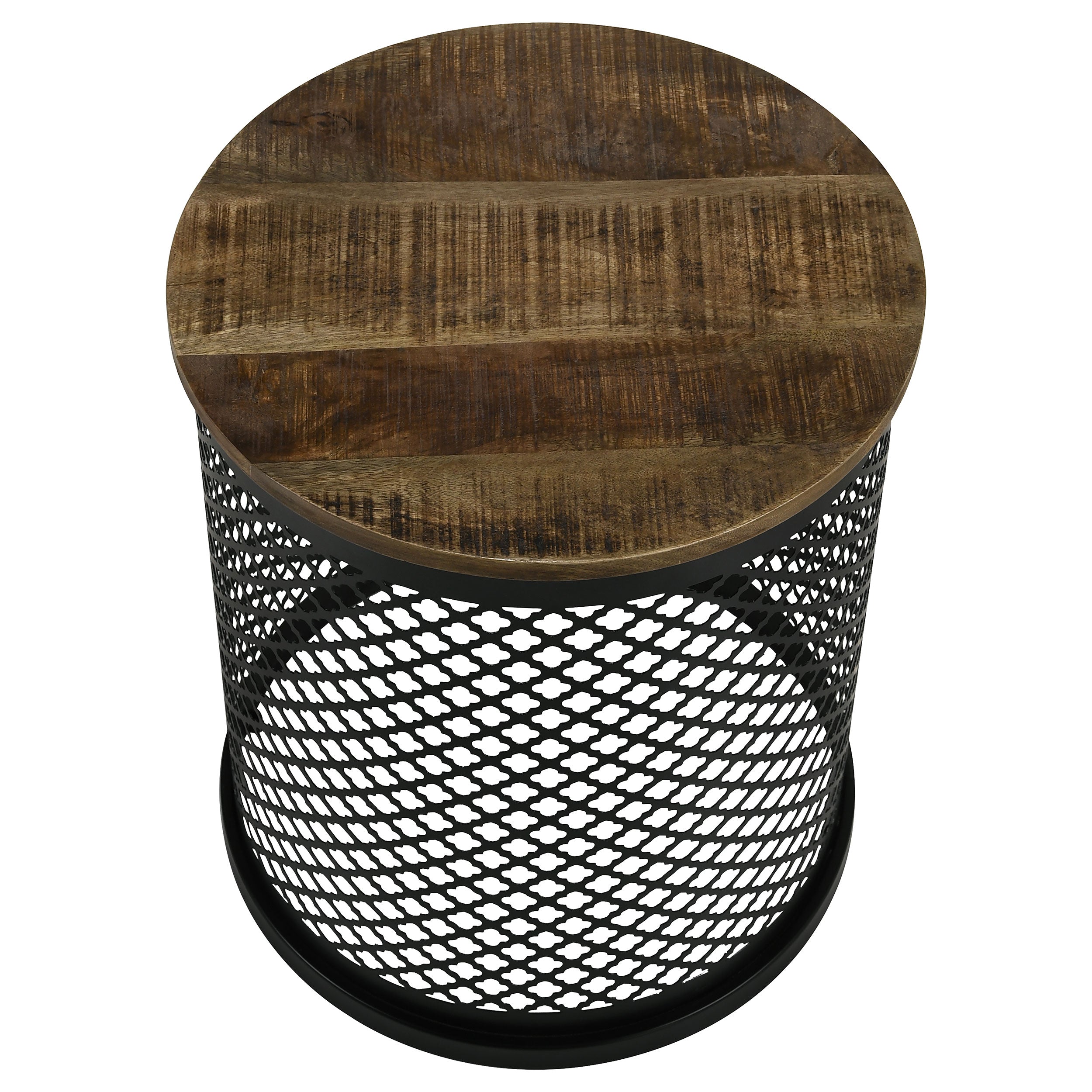 Aurora Round Drum Base Accent Side Table Natural and Black — view 3