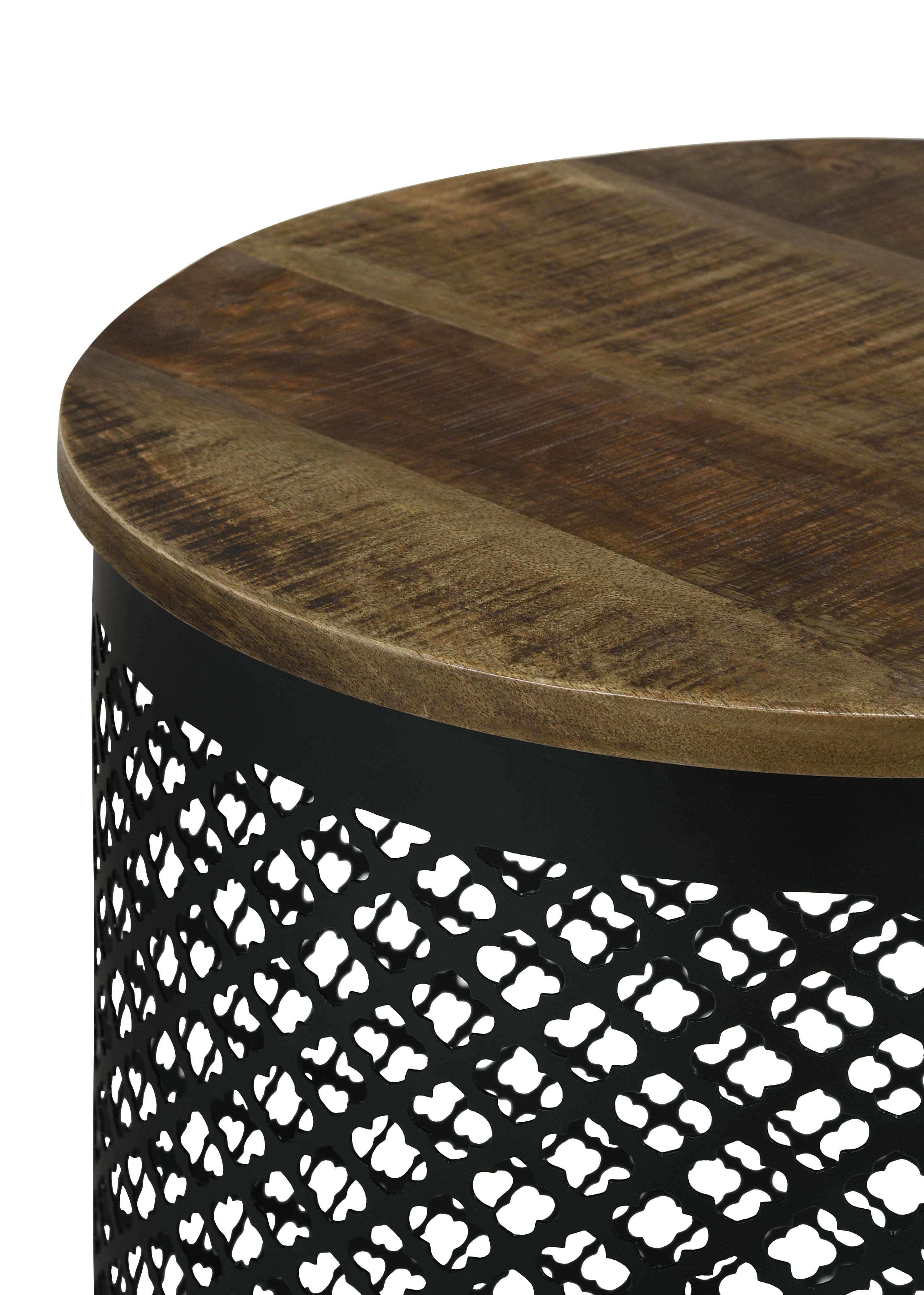 Aurora Round Drum Base Accent Side Table Natural and Black — view 5