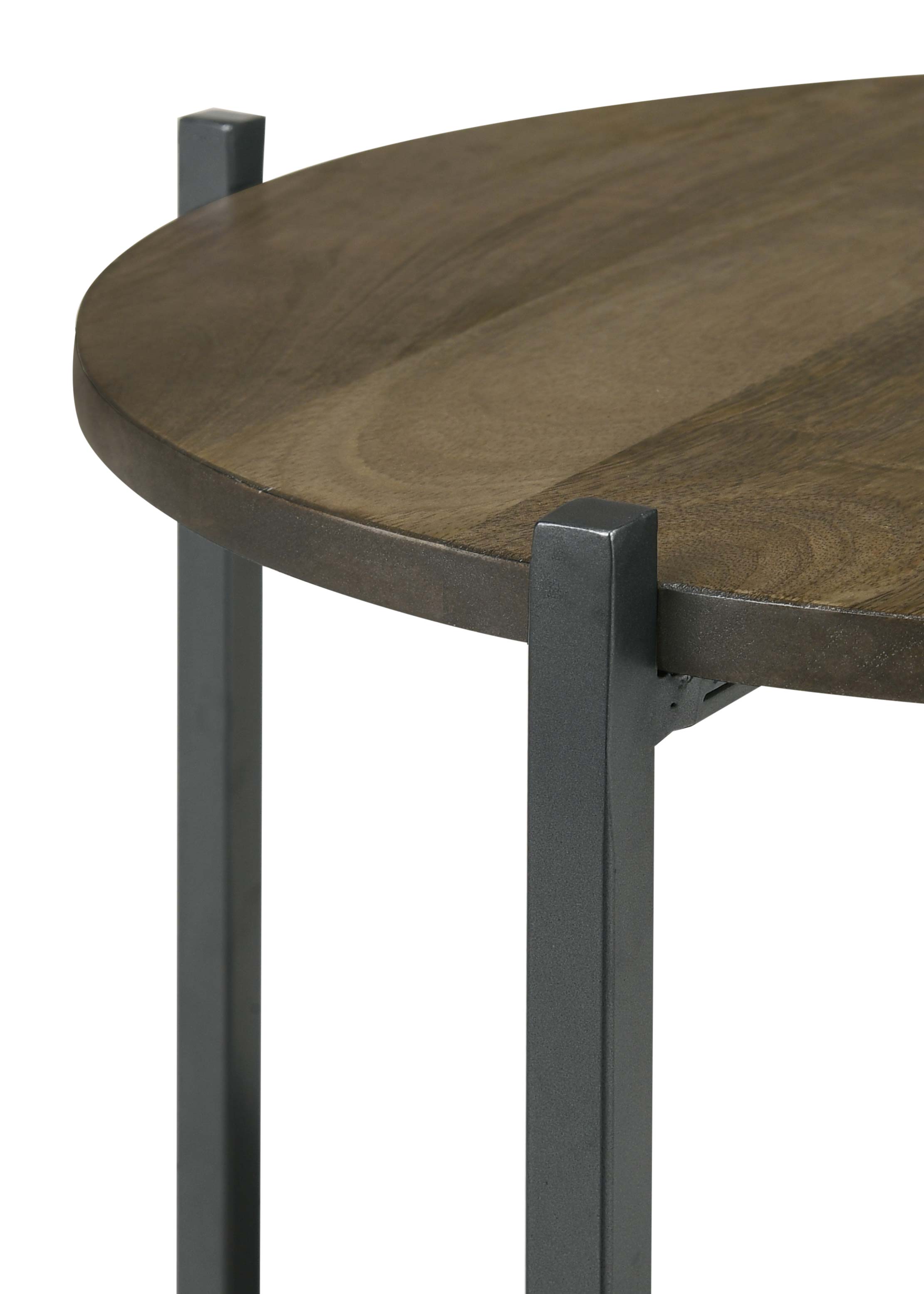 Axel Round Accent Table with Open Shelf Natural and Gunmetal — view 5