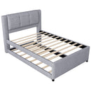 Upholstery Platform Bed With Trundle,Trundle Can Be Flat Or Erected