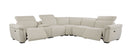 Dayana - Boucle Power Recliner Sectional Sofa For 5 People With Cupholder Console Adjustable Headrest - Beige