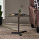 Industrial Style Elliptical Side Table With Aluminum Frame - Bronze