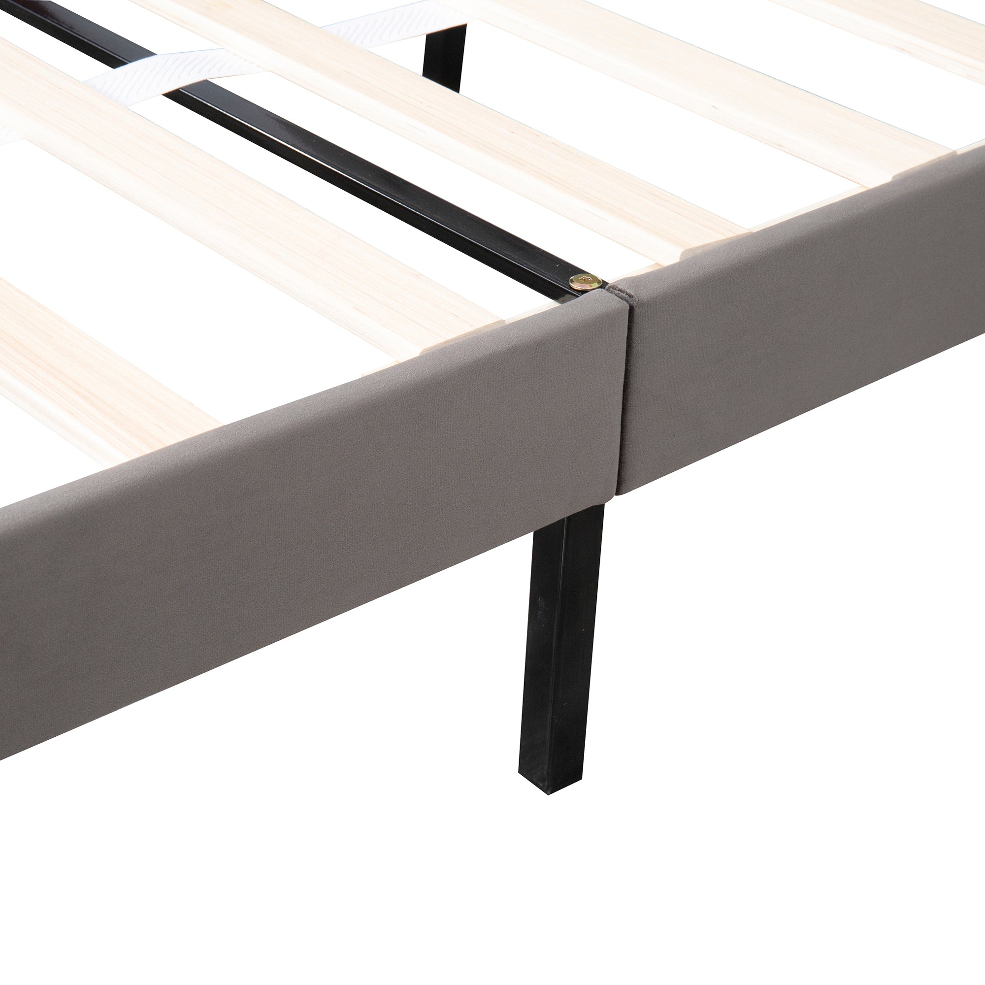 Queen Size Storage Bed Velvet Upholstered Platform Bed with a Big Drawer - Grey - Atlantic Fine Furniture Melbourne FL