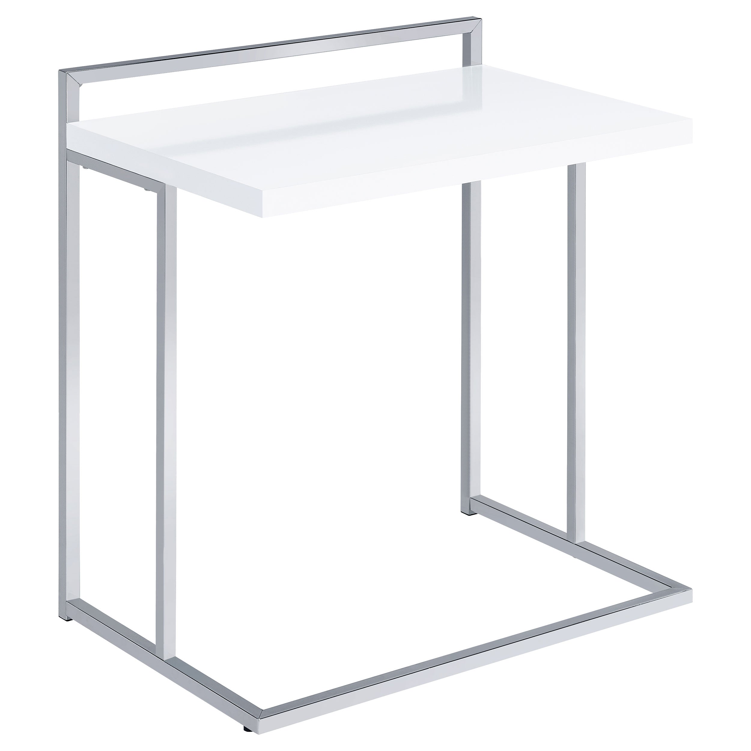 Dani Rectangular C-Shaped Sofa Side Table White High Gloss — view 1