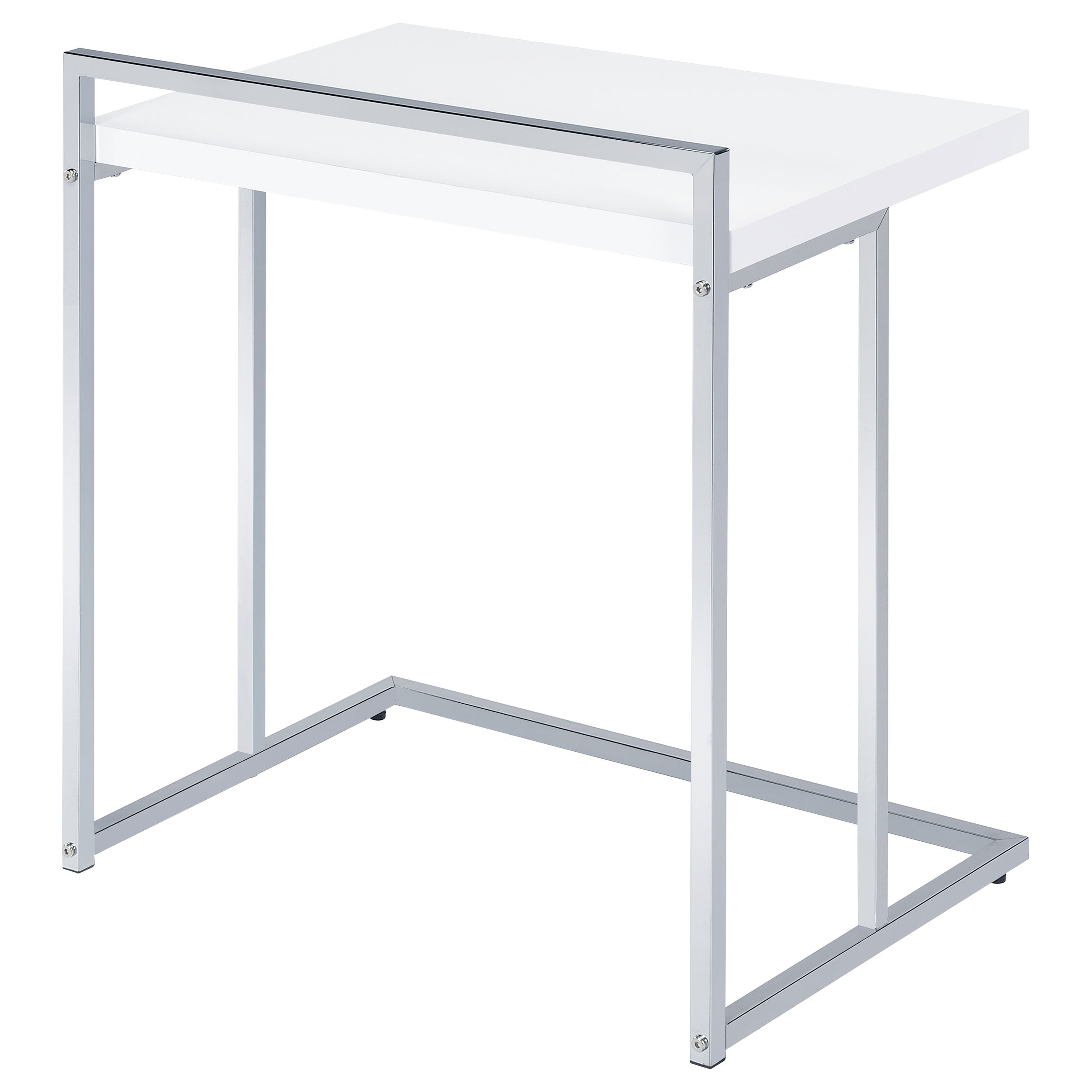 Dani Rectangular C-Shaped Sofa Side Table White High Gloss — view 5