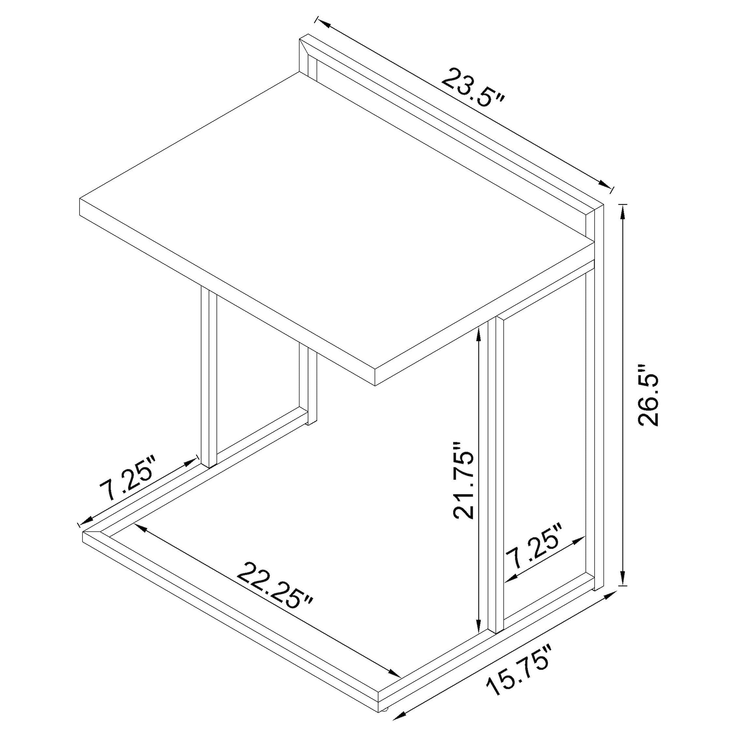 Dani Rectangular C-Shaped Sofa Side Table White High Gloss — view 8