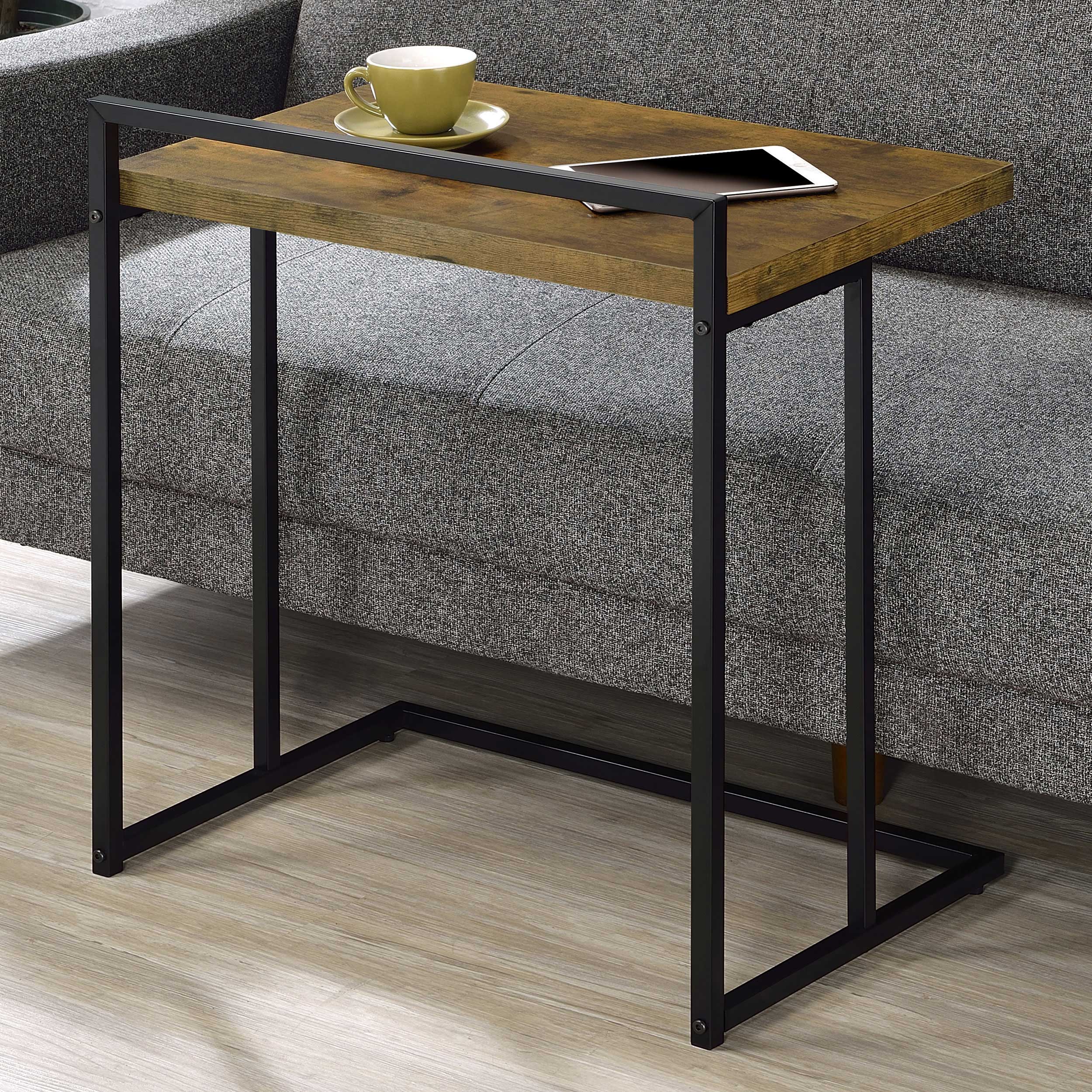 Dani Rectangular C-Shaped Sofa Side Table Rustic Nutmeg — view 2