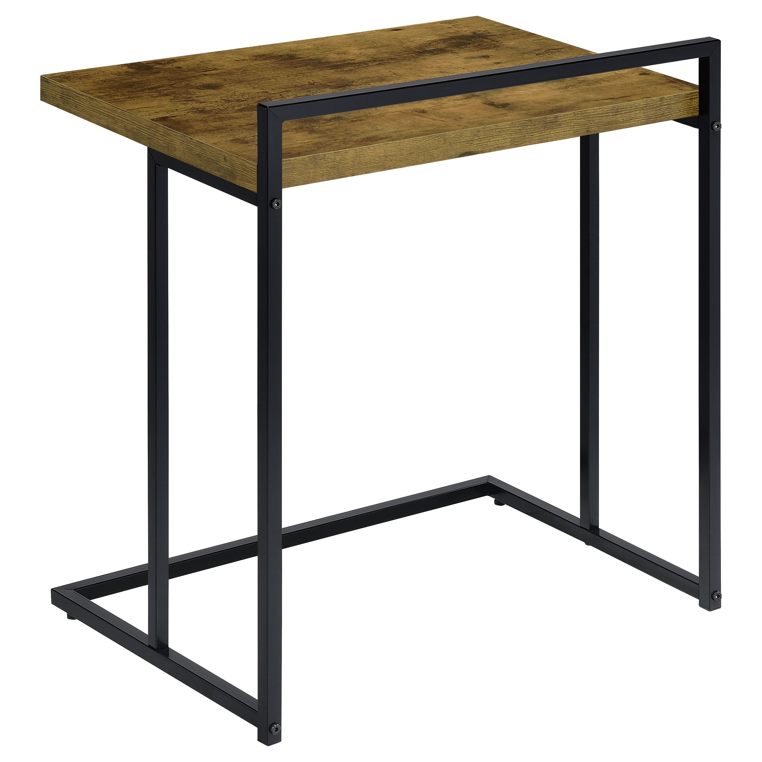 Dani Rectangular C-Shaped Sofa Side Table Rustic Nutmeg — view 4