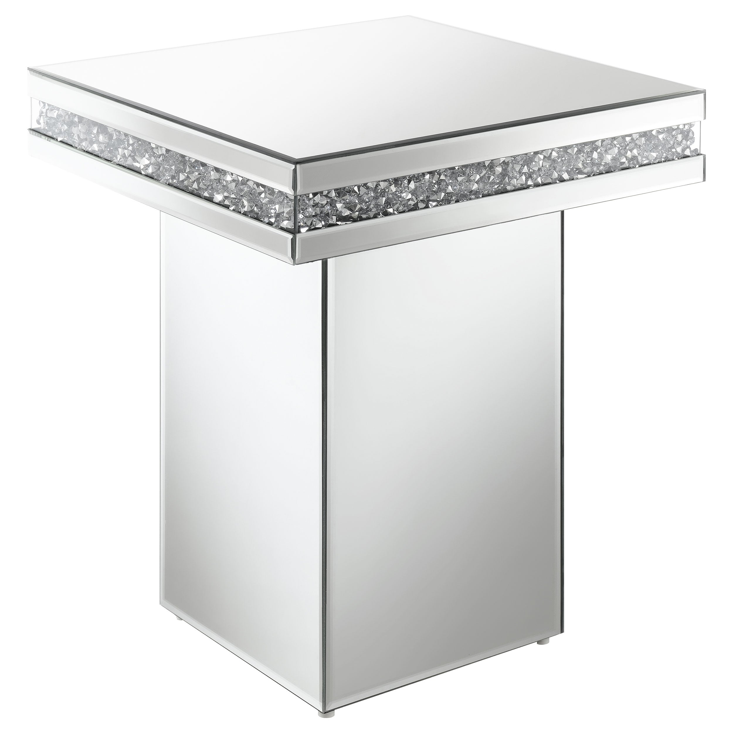 Elora Square Mirrored Accent Side Table Silver — view 1